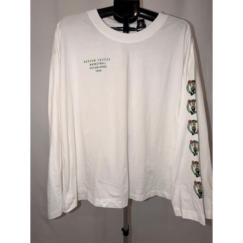 '47 Brand Boston Celtics Long Sleeve White Graphic T-Shirt Women XL
